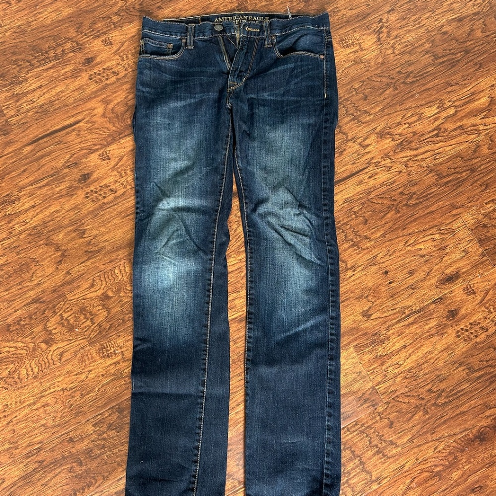 Men's American Eagle Outfitters Jeans, dark wash, size 30x34, slim straight cut